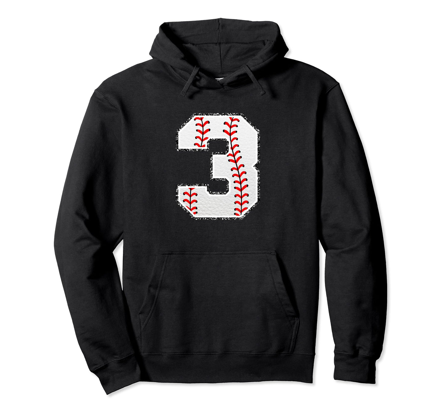 3 Baseball Distressed Number Hoodie - Minimalist Print Unisex - T-Shirt, Sweatshirt, Hoodie