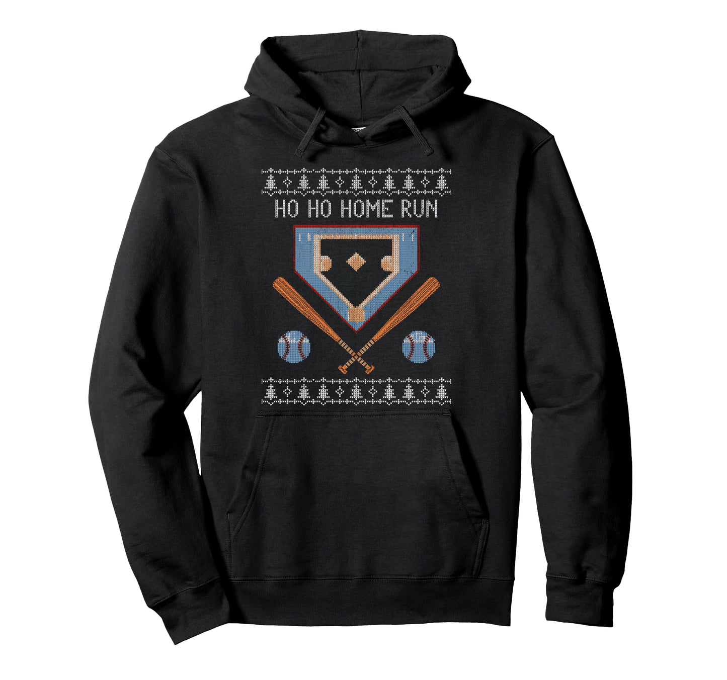 Ho Ho Home Run Funny Baseball Lover Ugly Hoodie - Graphic Print Unisex - T-Shirt, Sweatshirt, Hoodie