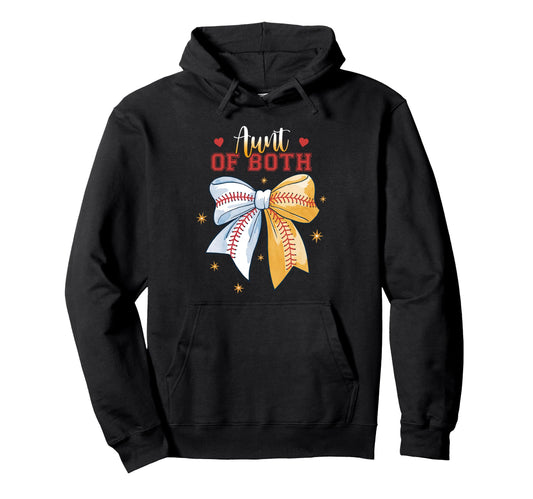 Aunt Both Baseball Softball Hoodie - Casual Everyday Wear for Adults - T-Shirt, Sweatshirt, Hoodie