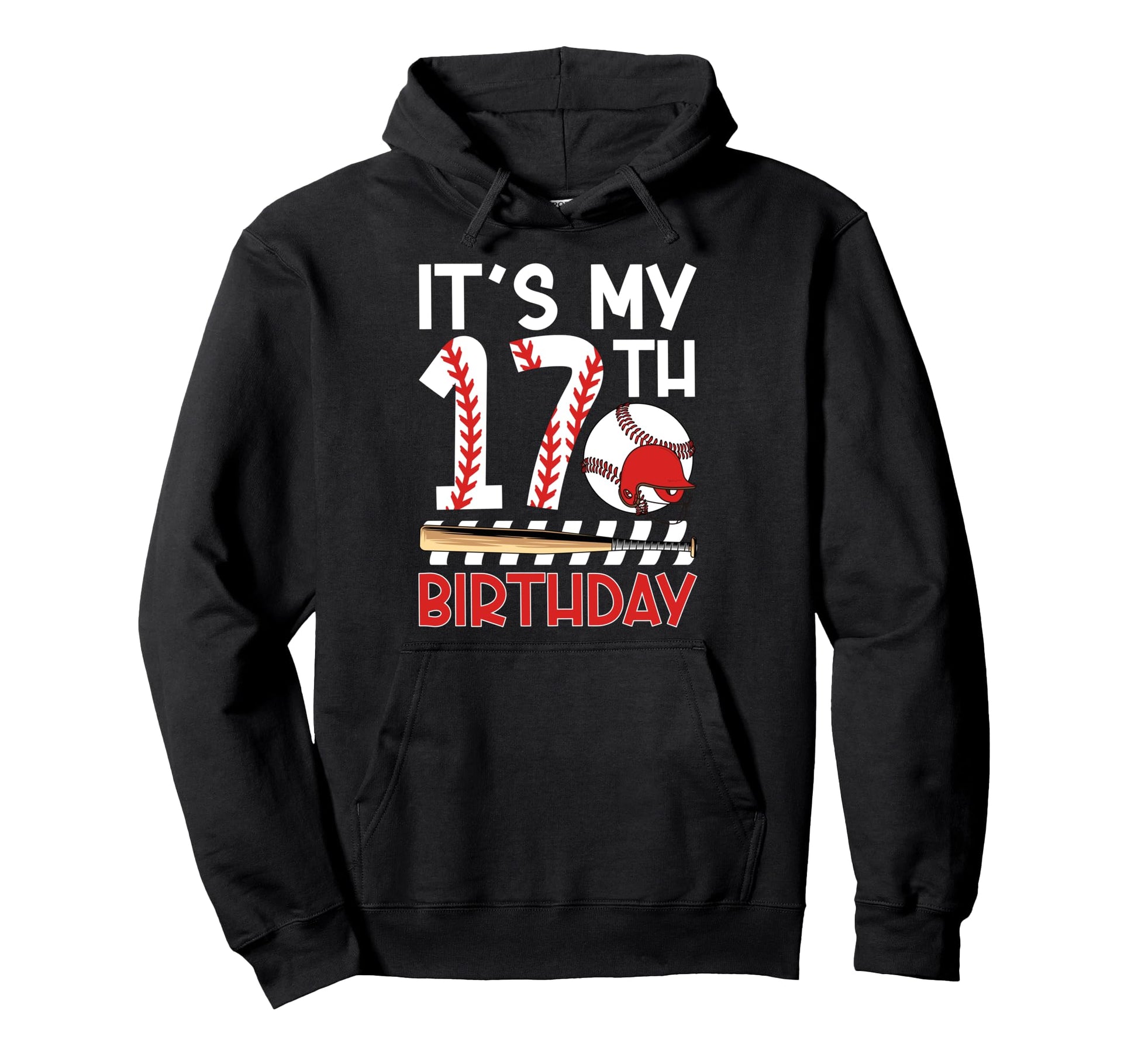17Th Baseball Birthday Party 17 Year Old Hoodie - Graphic Print for Adults - T-Shirt, Sweatshirt, Hoodie