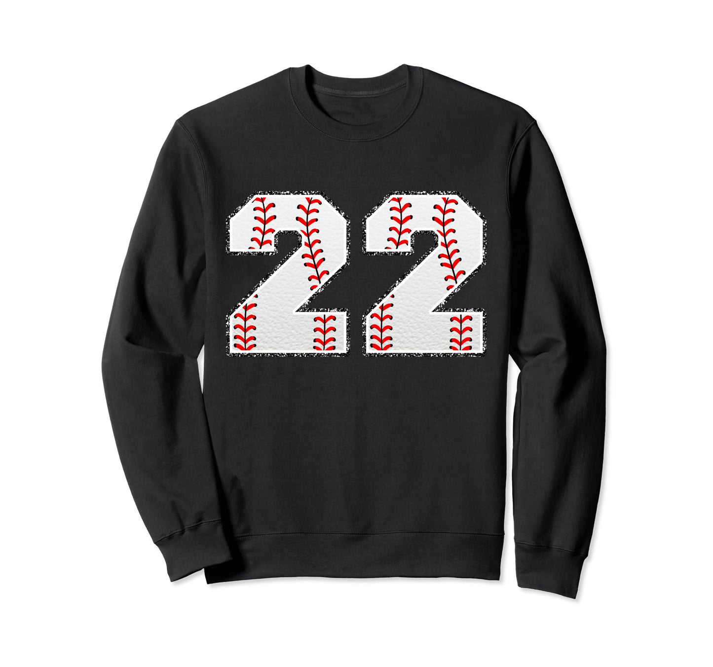 Number 22 Baseball Distressed Sweatshirt - Custom Art Print for Adults - T-Shirt, Sweatshirt, Hoodie