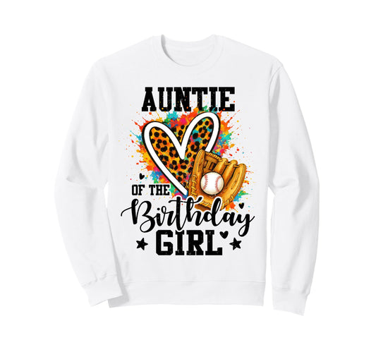 Auntie Birthday Baseball Colorful Sweatshirt - Minimalist Print for Adults - T-Shirt, Sweatshirt, Hoodie