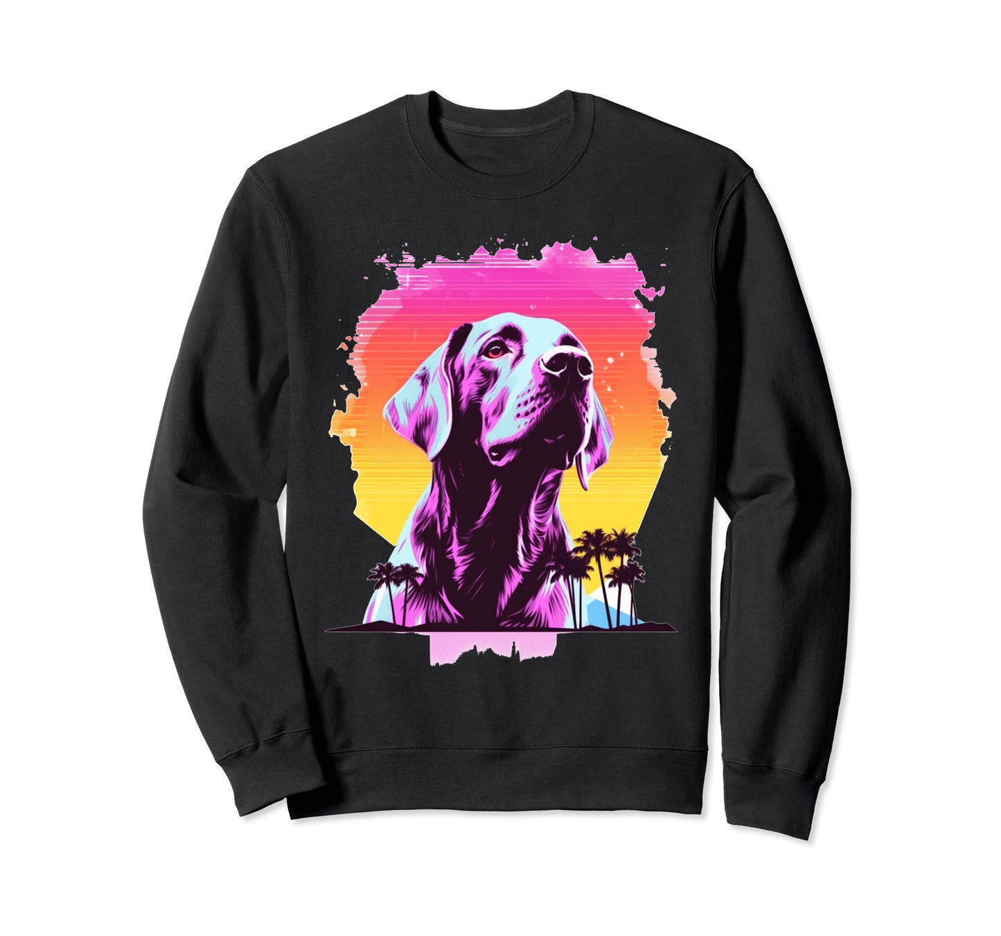 English Pointer 80S Synthwave Sweatshirt - Fun Novelty Design Men Women - T-Shirt, Sweatshirt, Hoodie