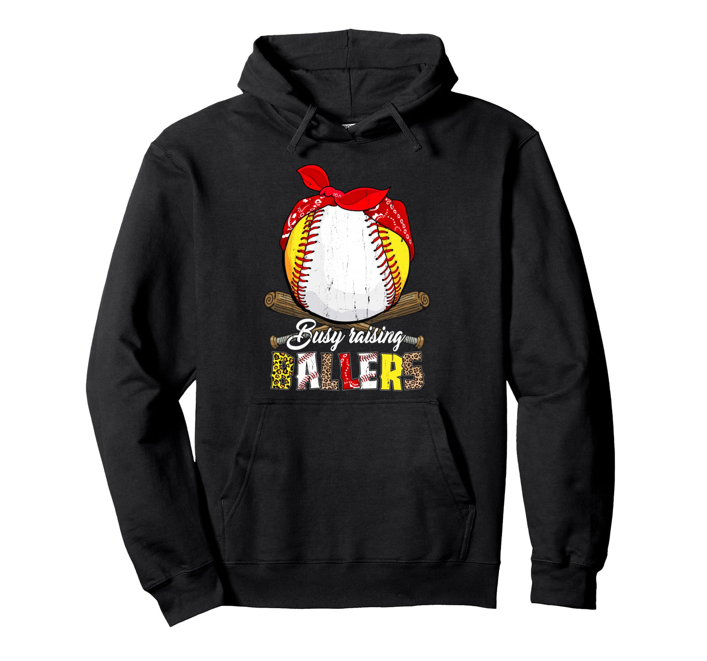 Busy Raising Ballers Softball Baseball Hoodie - Novelty Apparel for Adults - T-Shirt, Sweatshirt, Hoodie