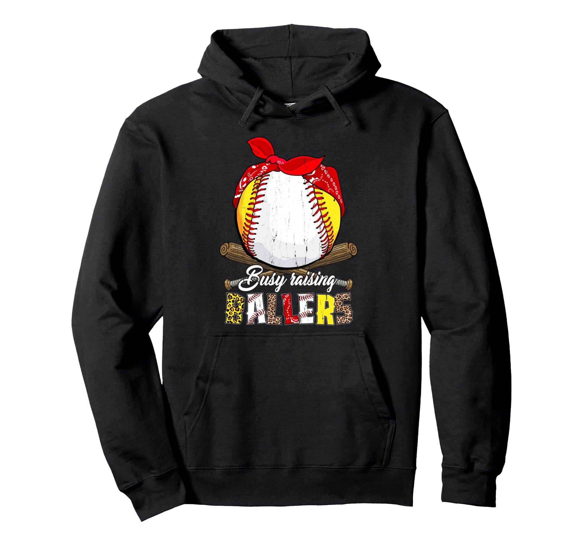 Busy Raising Ballers Softball Baseball Hoodie - Novelty Apparel for Adults - T-Shirt, Sweatshirt, Hoodie