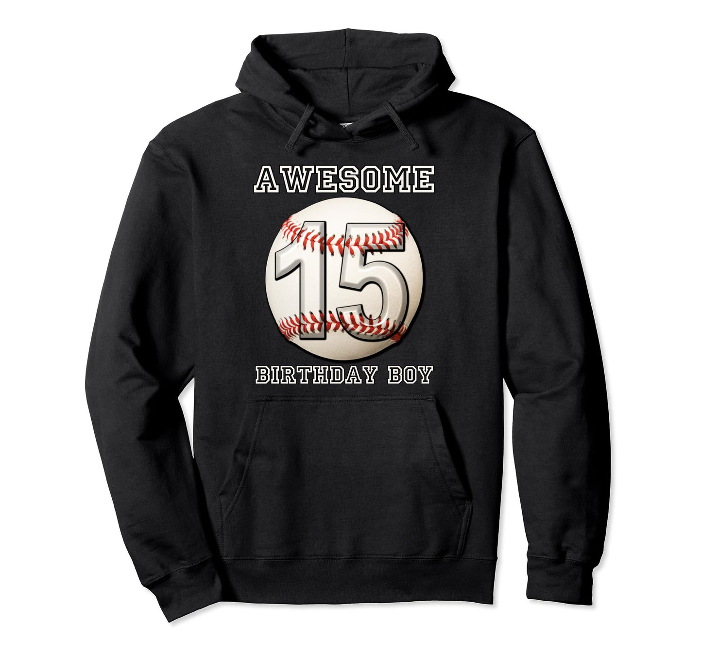 15 Years Old Baseball Themed 15Th Hoodie - Custom Art Print for Adults - T-Shirt, Sweatshirt, Hoodie