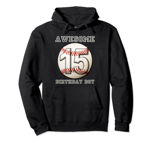 15 Years Old Baseball Themed 15Th Hoodie - Custom Art Print for Adults - T-Shirt, Sweatshirt, Hoodie