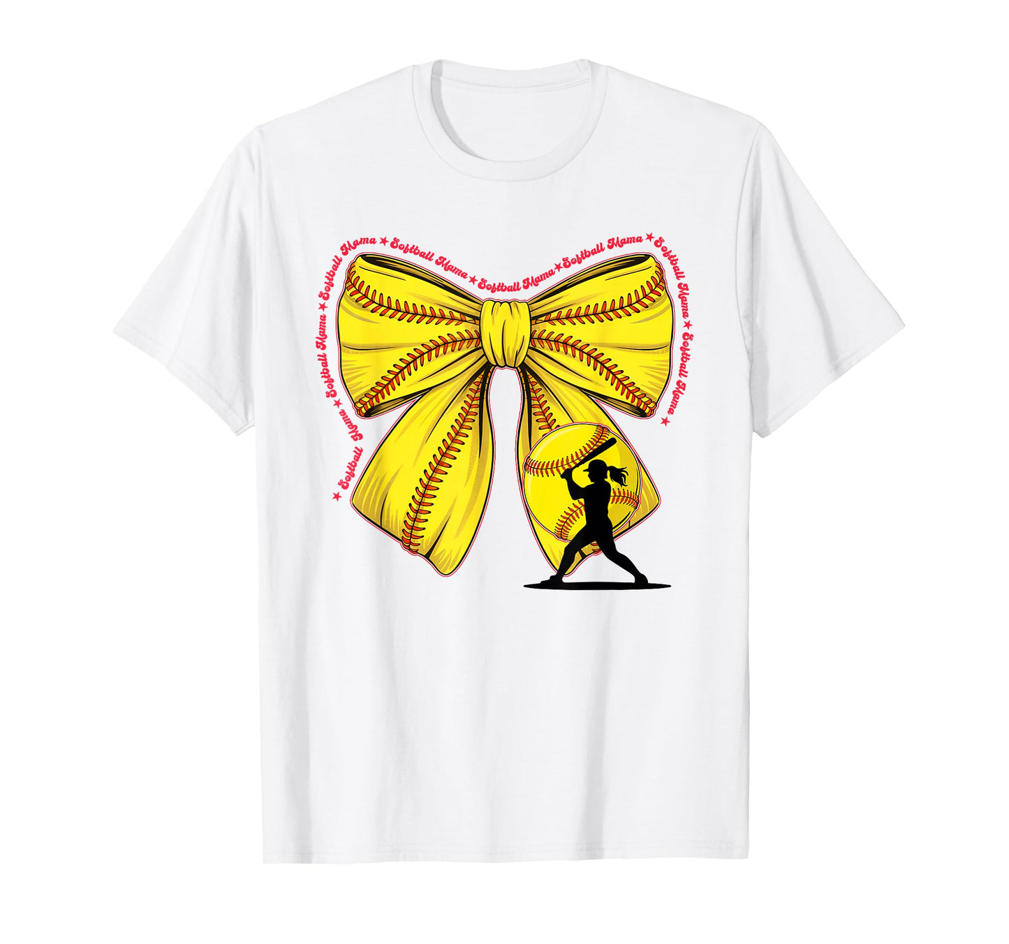 Softball Mama Softball Bow Coquette T-Shirt - Trendy Graphic for Adults - T-Shirt, Sweatshirt, Hoodie