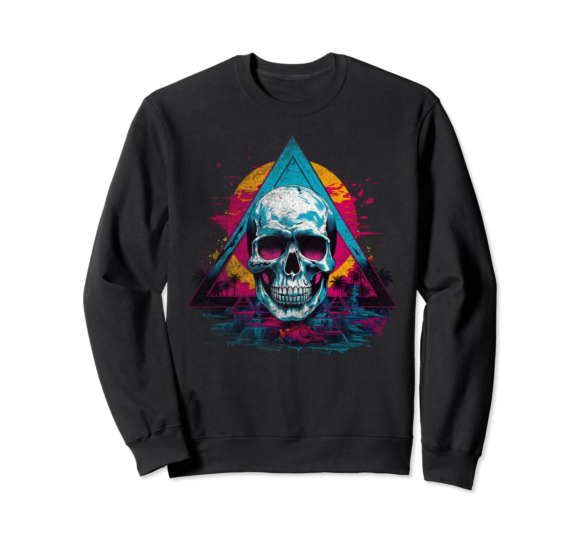 Skull Vaporwave Retrowave Sweatshirt - Streetwear Style for Adults - T-Shirt, Sweatshirt, Hoodie