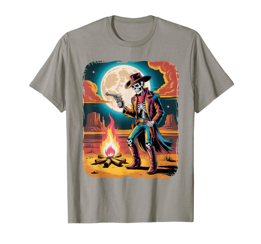 90S Airbrushed Skeleton Cowboy T-Shirt - Aesthetic Graphic Unisex - T-Shirt, Sweatshirt, Hoodie