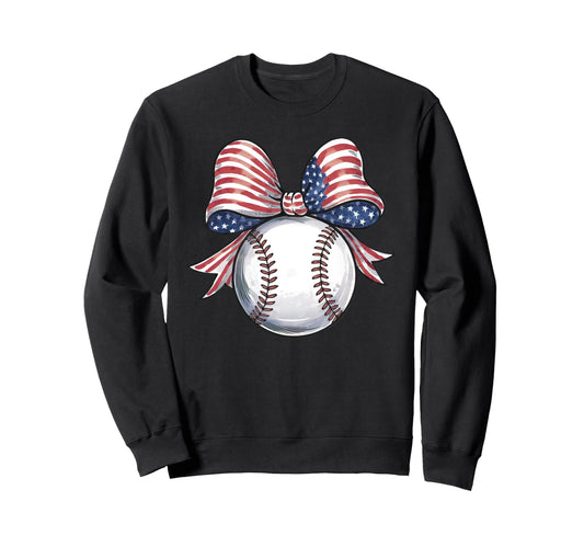 American Flag Coquette Bow Sweatshirt - Casual Everyday Wear Men Women - T-Shirt, Sweatshirt, Hoodie