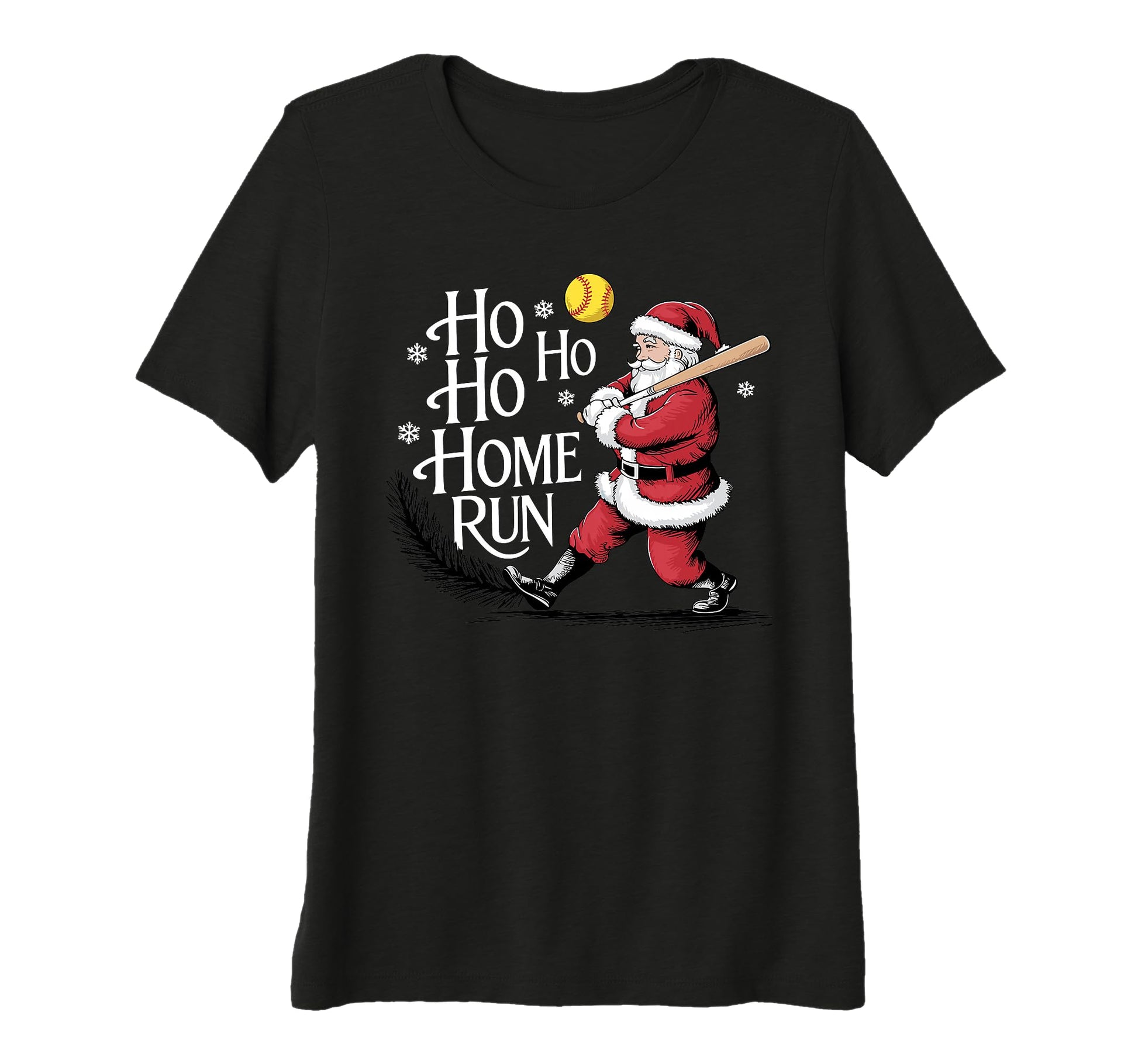 Womens Ho Ho Ho Home Run Santa T-Shirt - Unique Graphic for Adults - T-Shirt, Sweatshirt, Hoodie