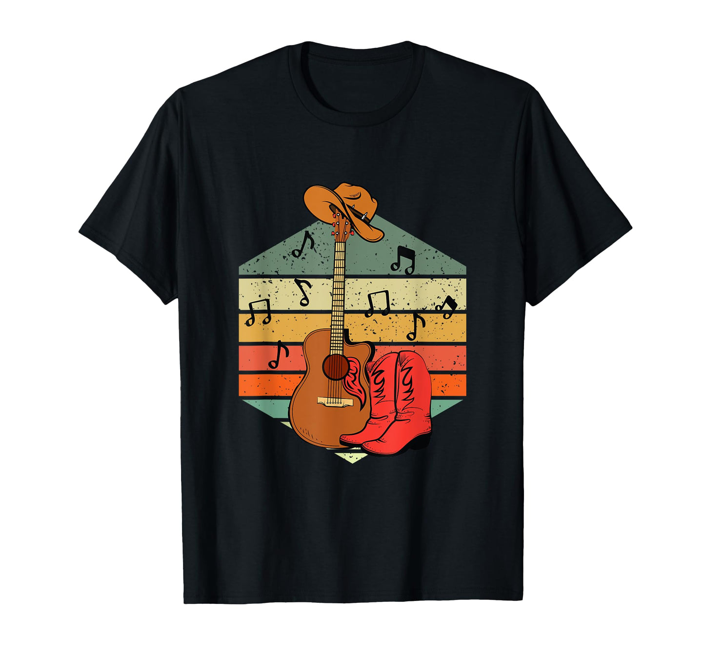 Cowboy Boots Hat Guitar Western Country T-Shirt - Aesthetic Graphic Unisex - T-Shirt, Sweatshirt, Hoodie
