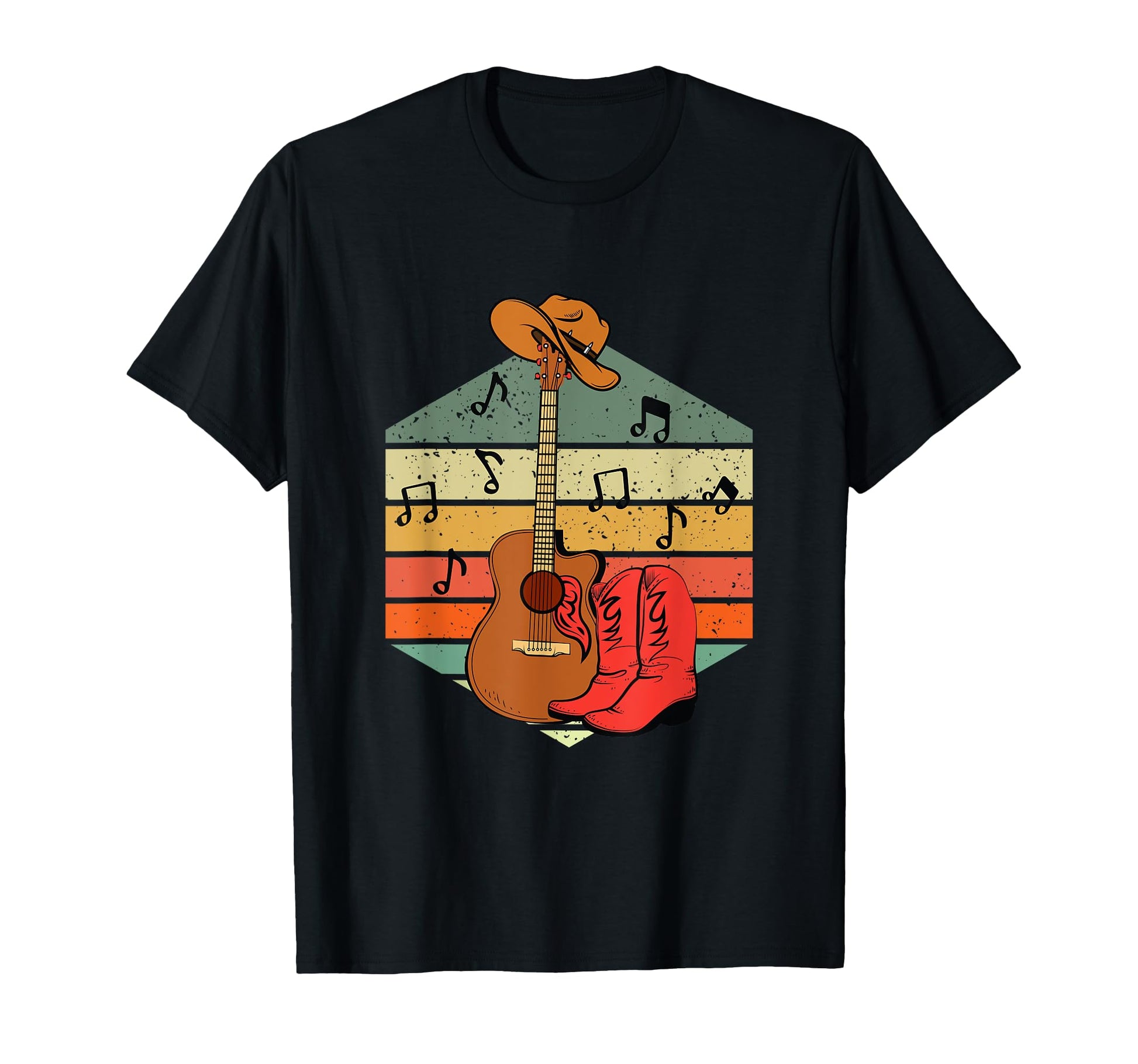 Cowboy Boots Hat Guitar Western Country T-Shirt - Aesthetic Graphic Unisex - T-Shirt, Sweatshirt, Hoodie