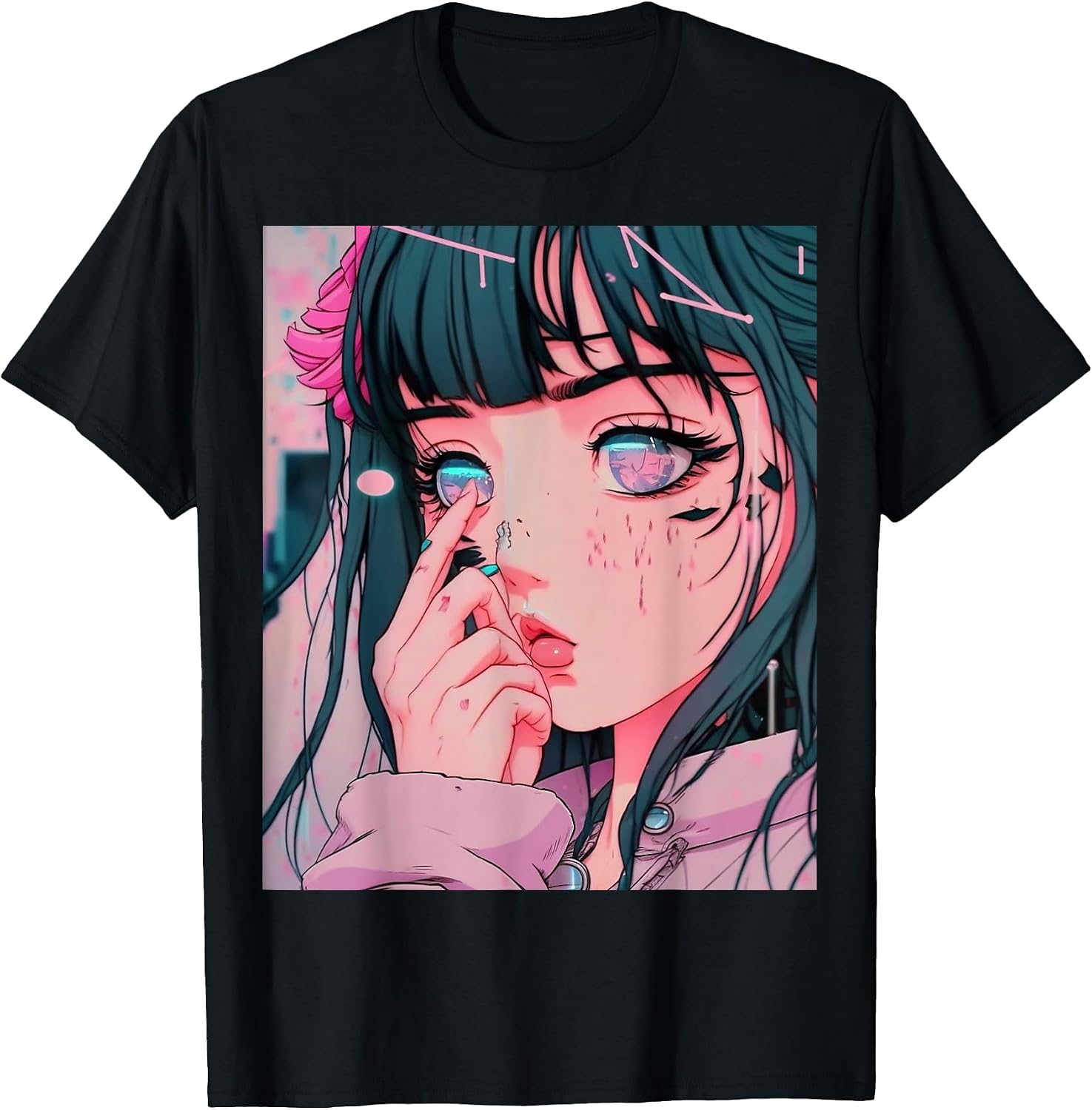 Cool Anime Girl Vaporwave Designs - Adult & Kids T-Shirts, Sweatshirts & Hoodies apparel design preview 1