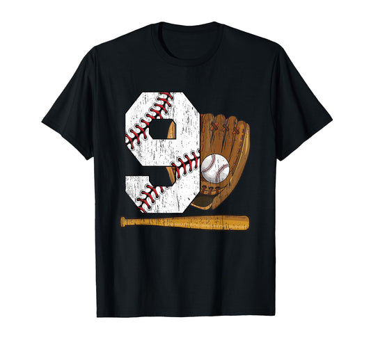 9Th Birthday Baseball Nine Year Old T-Shirt - Casual Everyday Wear Unisex - T-Shirt, Sweatshirt, Hoodie