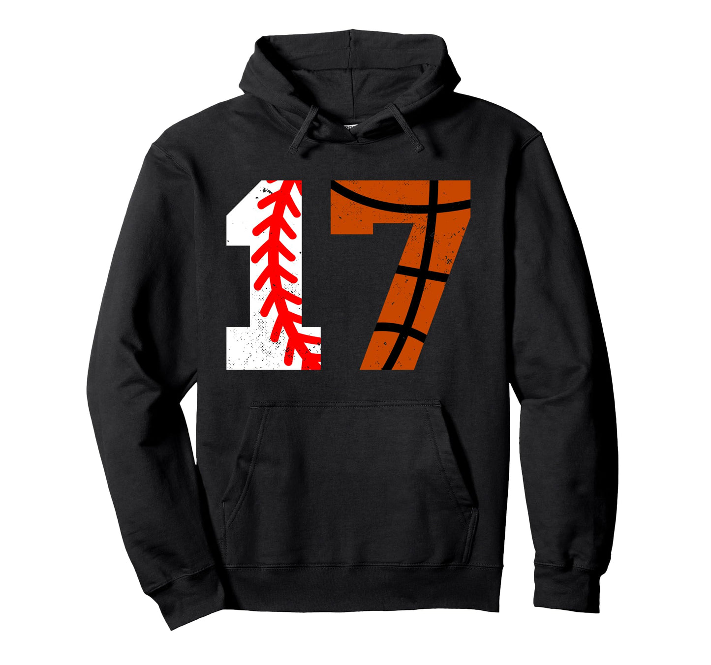 Baseball Basketball Number 17 Jersey Hoodie - Trendy Graphic for Adults - T-Shirt, Sweatshirt, Hoodie