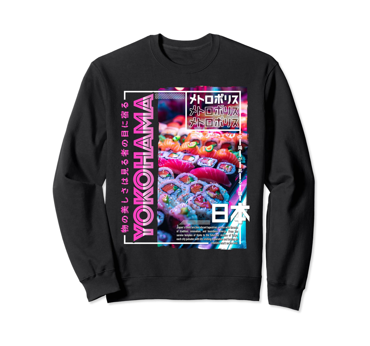Yokohama City 80S Synthwave Sweatshirt - Casual Everyday Wear for Adults - T-Shirt, Sweatshirt, Hoodie