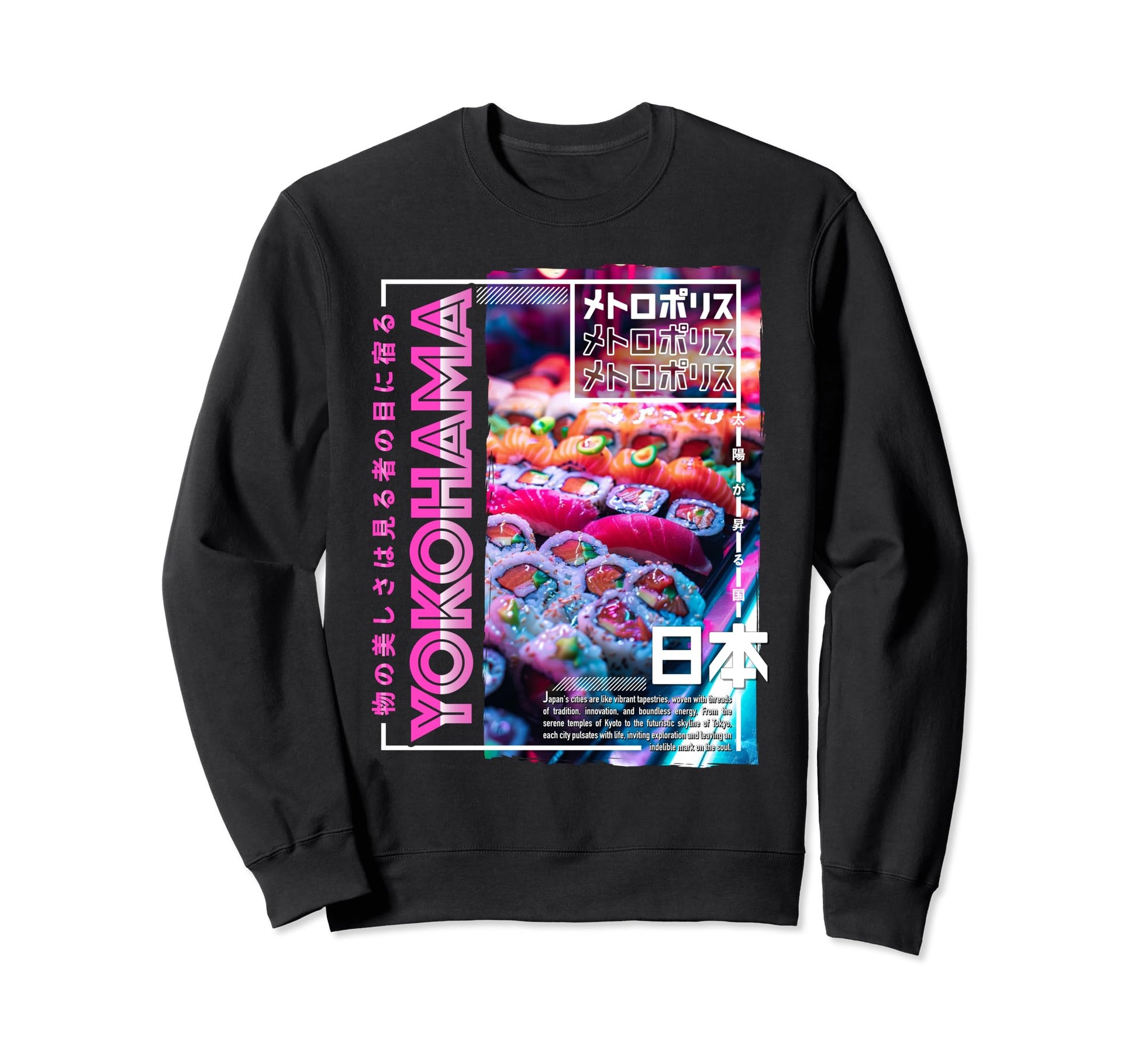 Yokohama City 80S Synthwave Sweatshirt - Casual Everyday Wear for Adults - T-Shirt, Sweatshirt, Hoodie