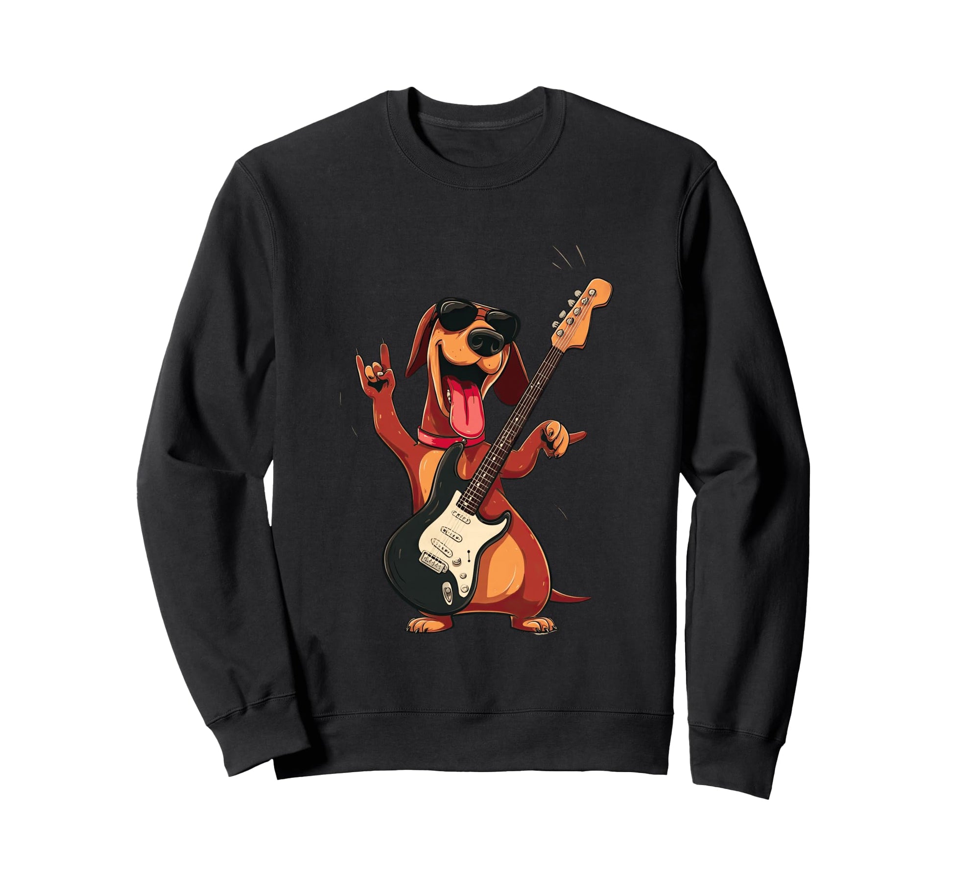 Funny Rock Dog Guitar Playing Sweatshirt - Fun Novelty Design Men Women - T-Shirt, Sweatshirt, Hoodie