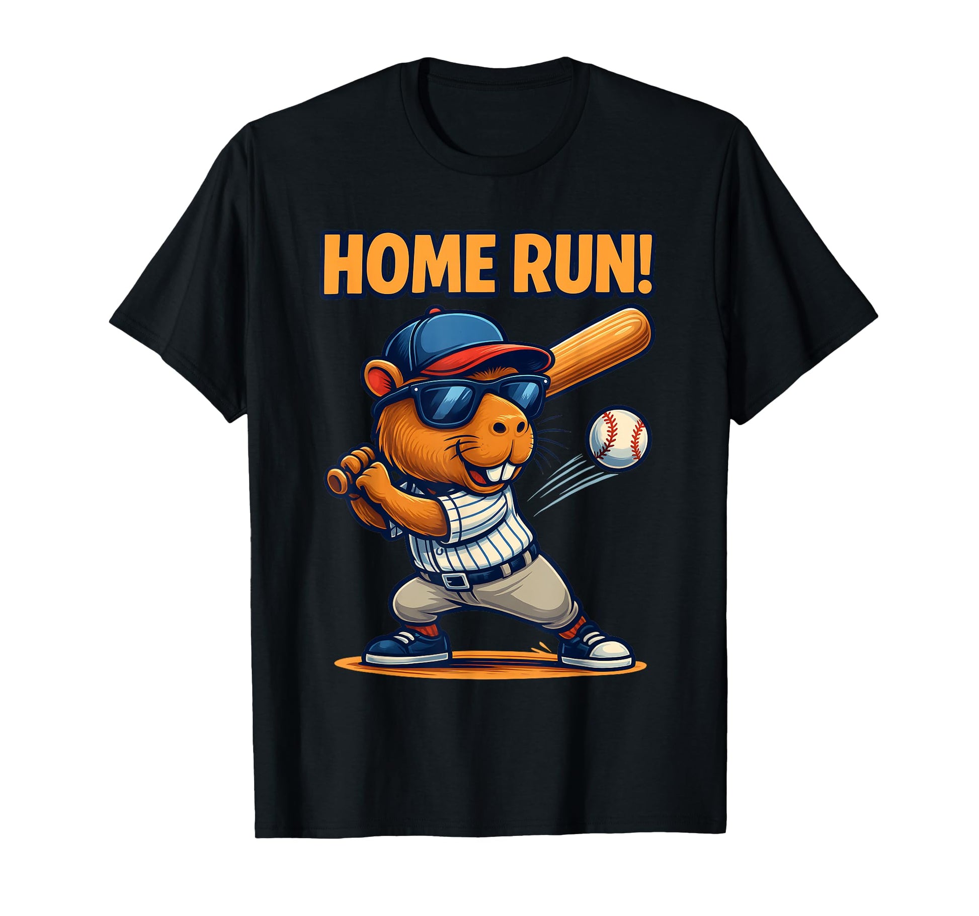 Funny Capybara Baseball Home Run T-Shirt - Custom Art Print for Adults - T-Shirt, Sweatshirt, Hoodie
