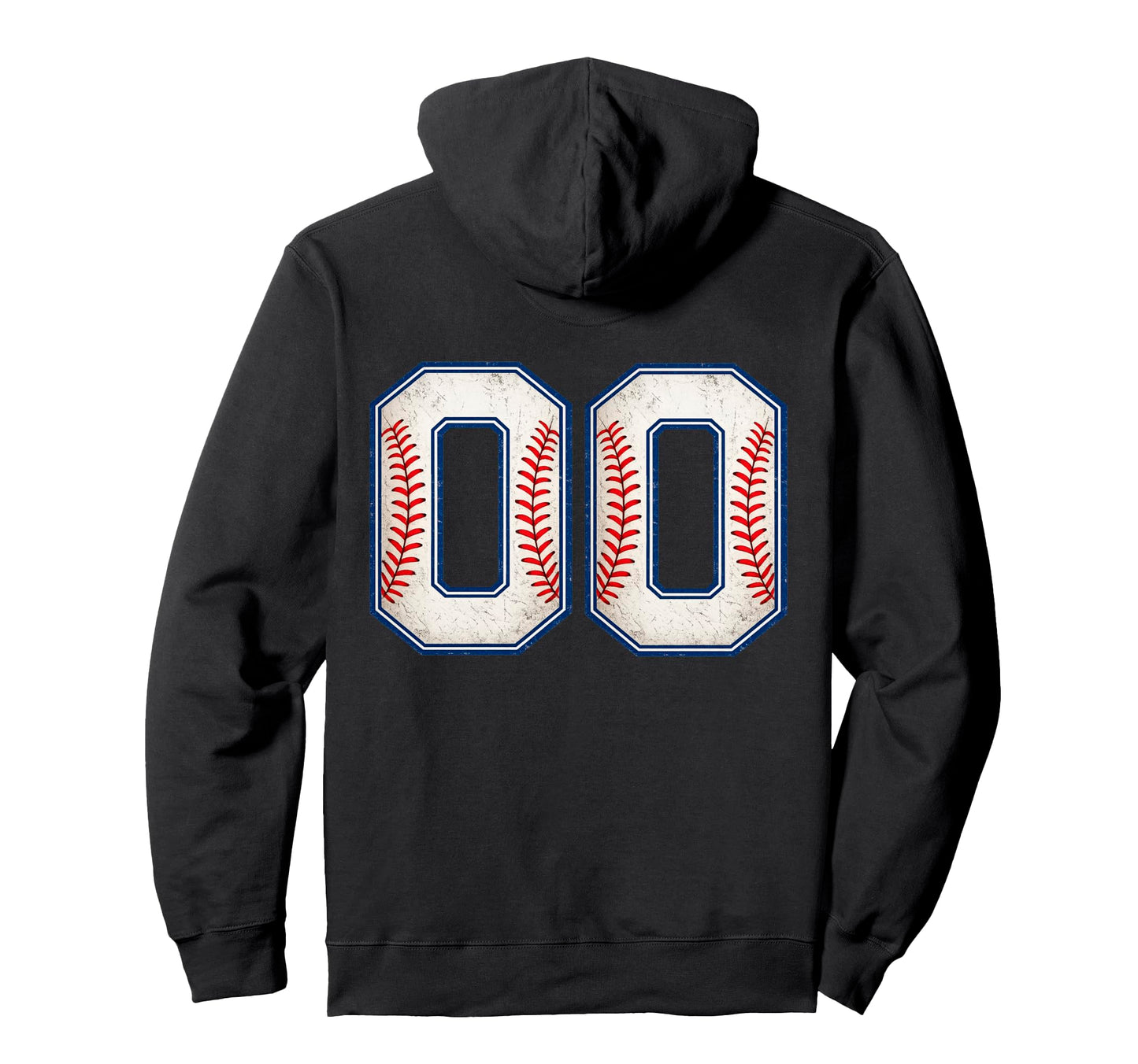 Baseball Number 00 Varsity Athletic Back Hoodie - Unique Graphic for Adults - T-Shirt, Sweatshirt, Hoodie