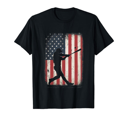 American Flag Baseball Player Gifts T-Shirt - Streetwear Style Men Women - T-Shirt, Sweatshirt, Hoodie