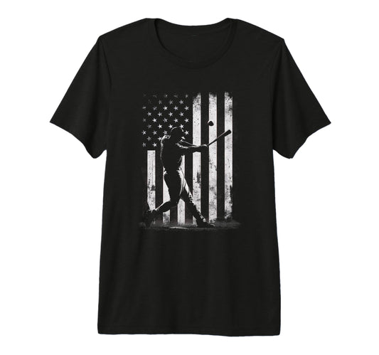 American Flag Baseball Player T-Shirt - Fun Novelty Design for Adults - T-Shirt, Sweatshirt, Hoodie
