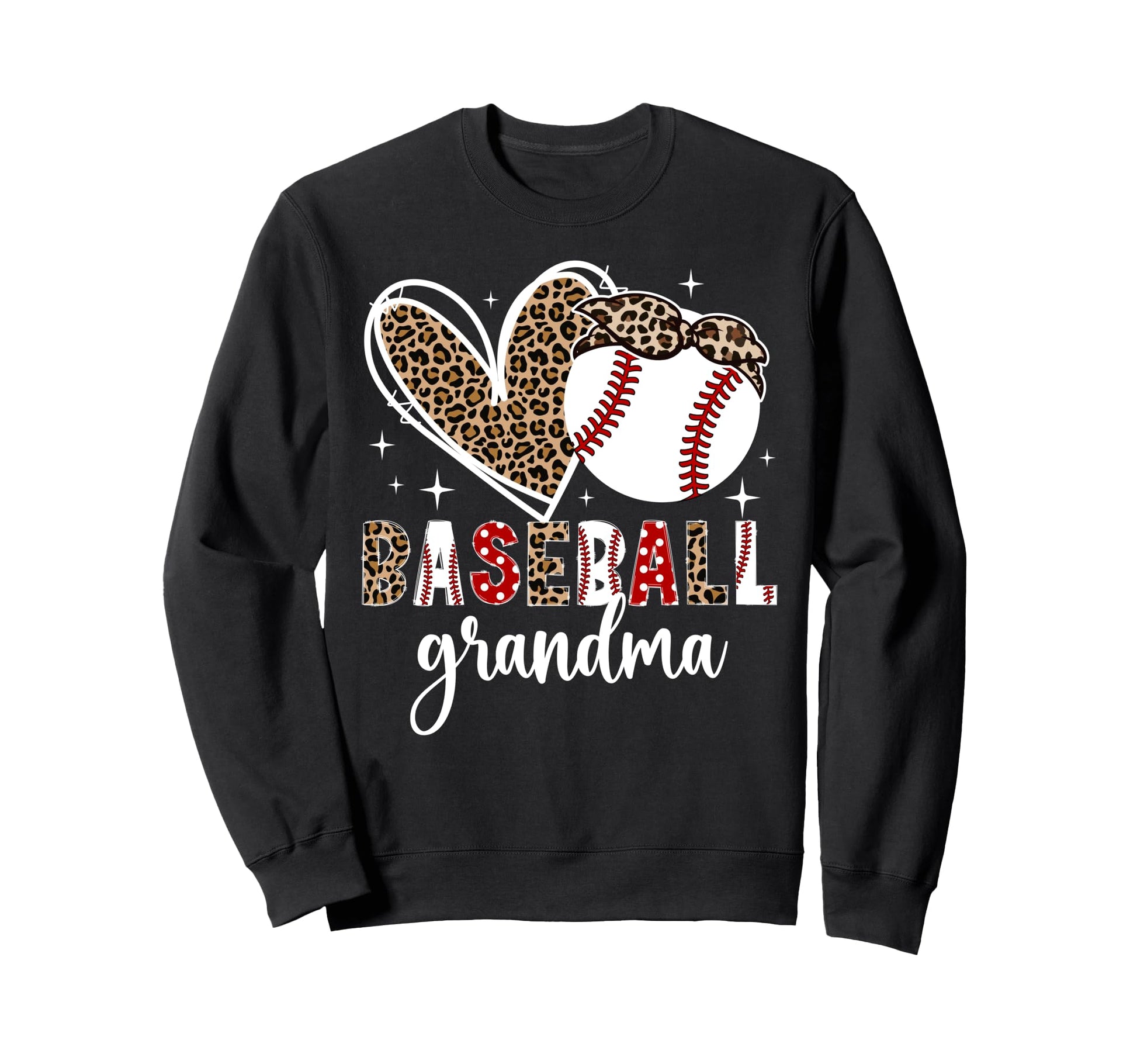 Baseball Grandma Leopard Baseball Sweatshirt - Casual Everyday Wear Unisex - T-Shirt, Sweatshirt, Hoodie