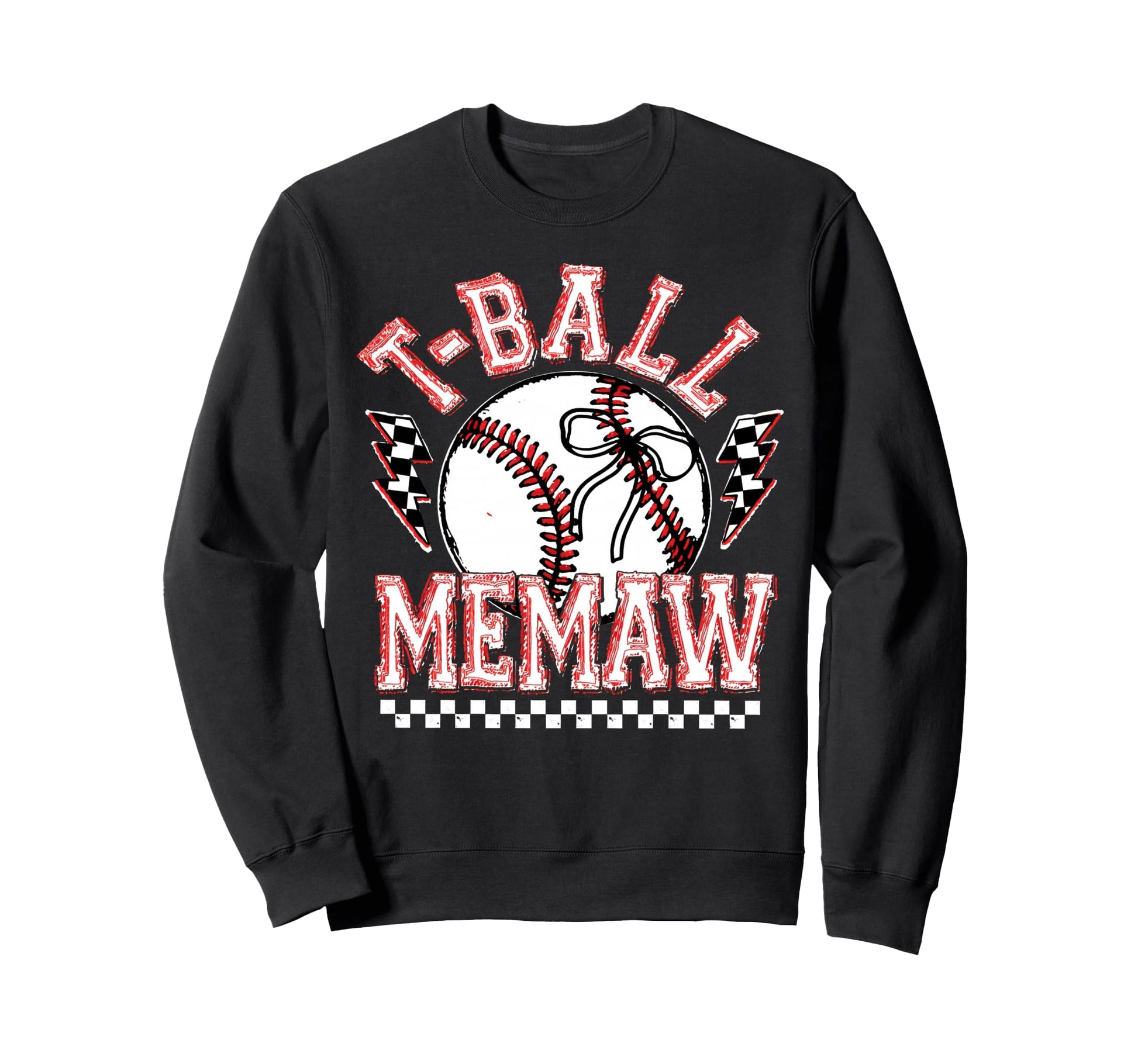 T Ball Memaw Checkered Coquette Bow Sweatshirt - Fun Novelty Design Unisex - T-Shirt, Sweatshirt, Hoodie
