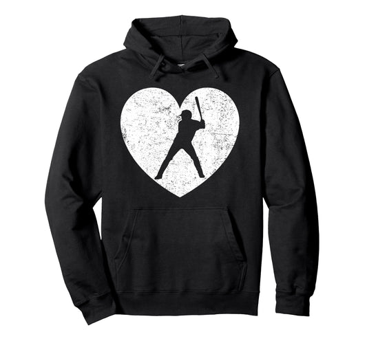 Baseball Batter Player Distressed Hoodie - Minimalist Print Unisex - T-Shirt, Sweatshirt, Hoodie
