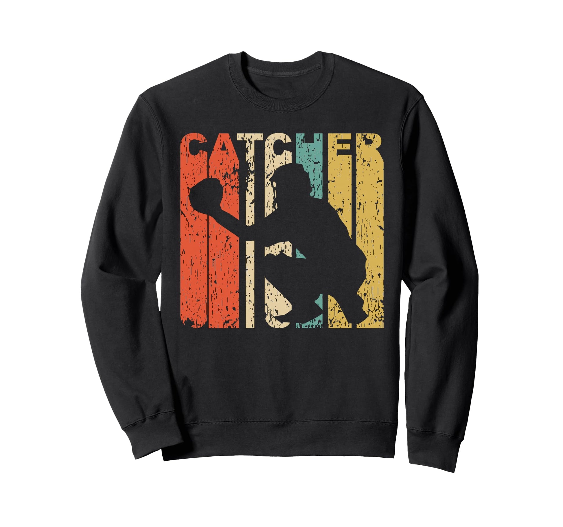 1970S Catcher Silhouette Baseball Sweatshirt - Graphic Print Unisex - T-Shirt, Sweatshirt, Hoodie