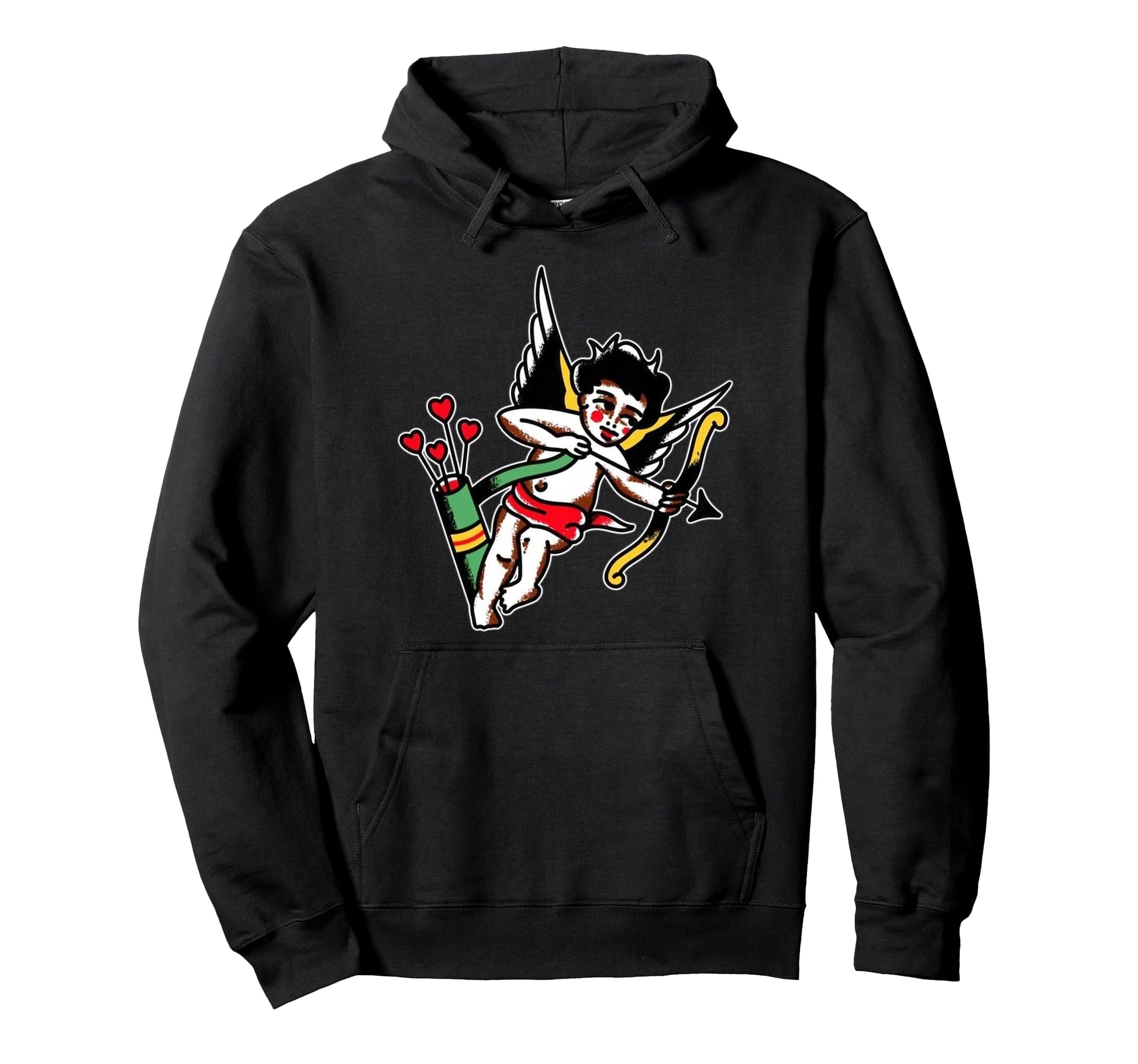 Cupid American Traditional Tattoo Flash Hoodie - Trendy Graphic Unisex - T-Shirt, Sweatshirt, Hoodie