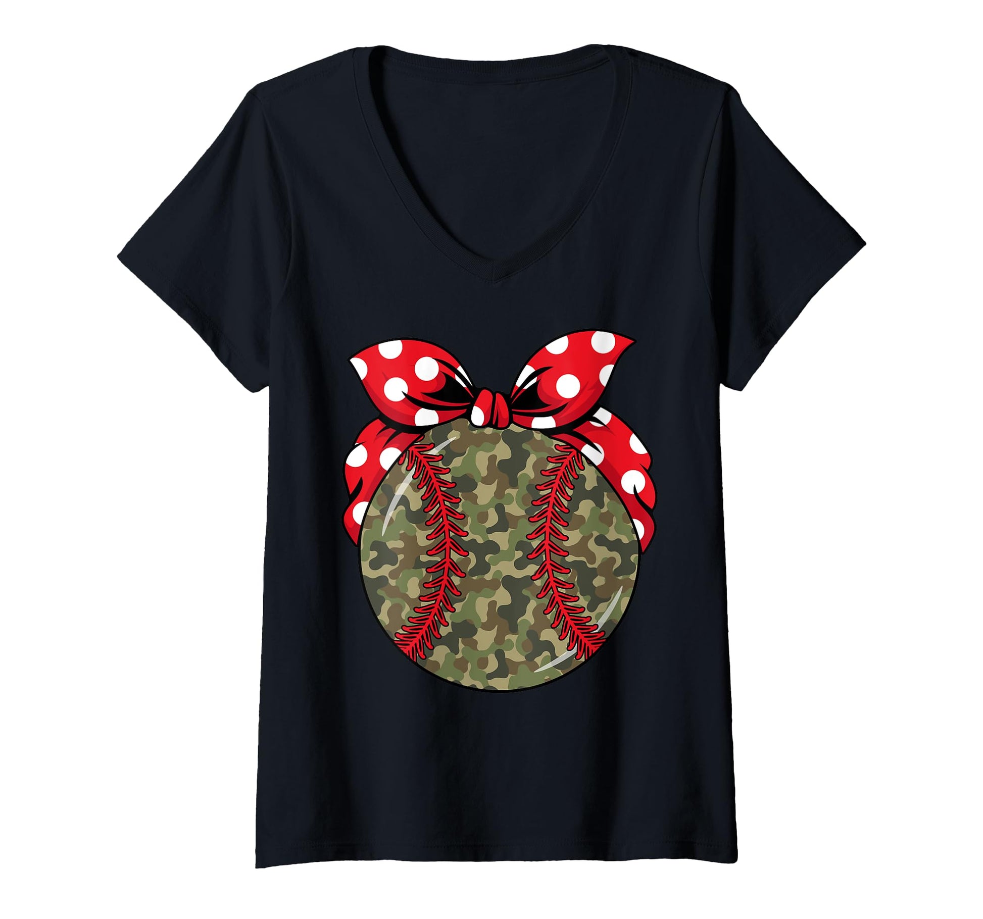 Baseball Camo Bow Softball T-Shirt - Casual Everyday Wear Men Women - T-Shirt, Sweatshirt, Hoodie