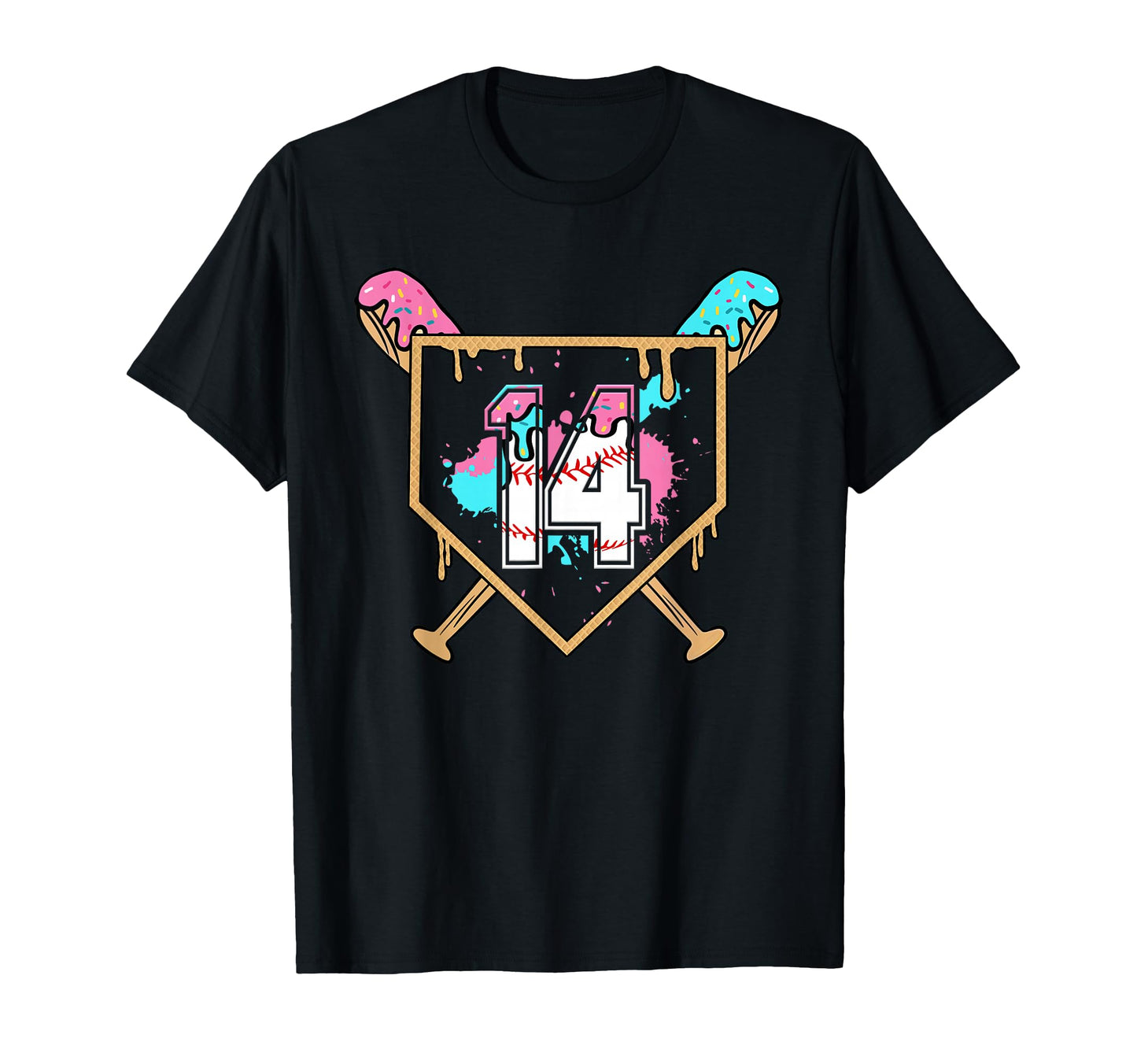 14Th Birthday Baseball Bat Ice Cream T-Shirt - Streetwear Style Men Women - T-Shirt, Sweatshirt, Hoodie