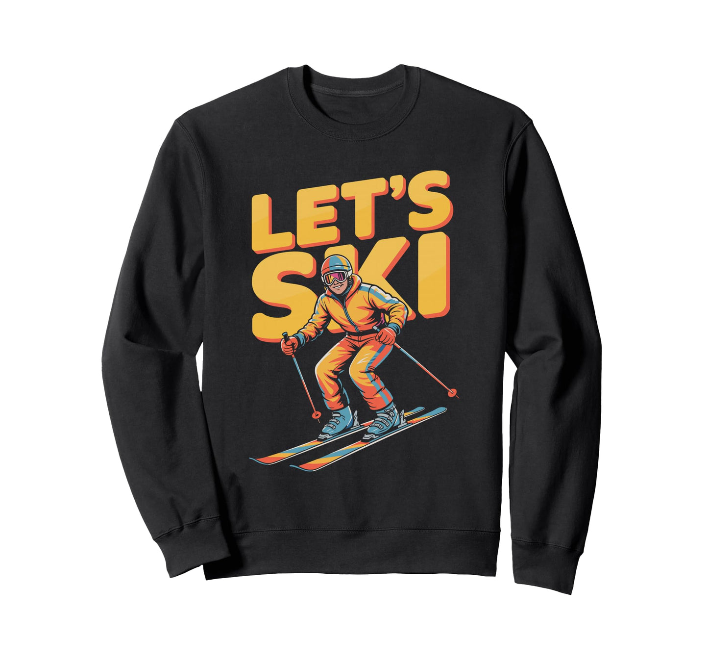 Lets Ski Gradient Mountain Skier Sweatshirt - Casual Everyday Wear Unisex - T-Shirt, Sweatshirt, Hoodie