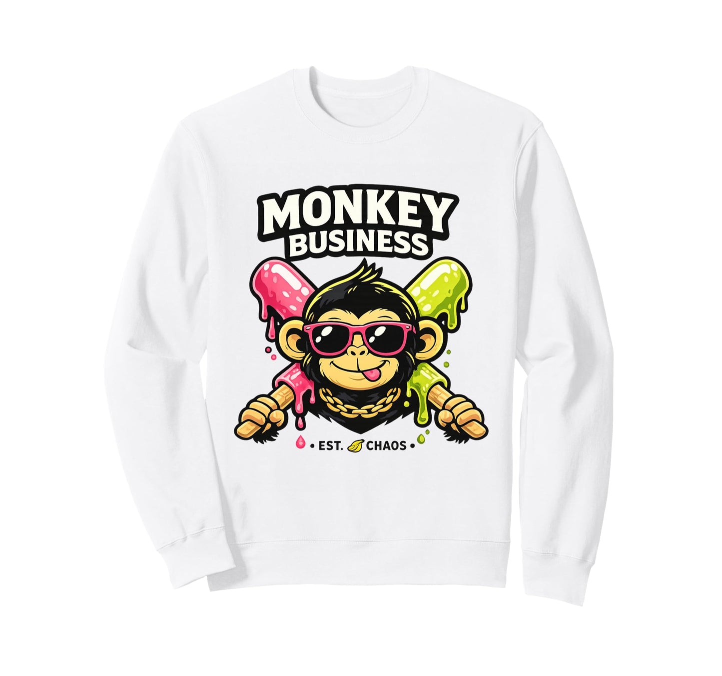 Funny Monkey Sunglasses Party Sweatshirt - Novelty Apparel for Adults - T-Shirt, Sweatshirt, Hoodie