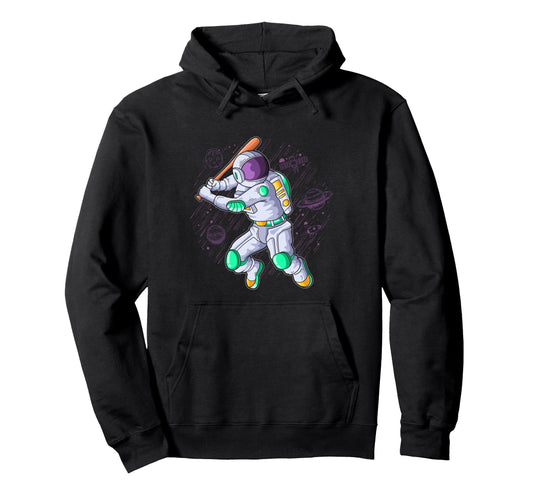 Astronaut Playing Baseball Game Hoodie - Casual Everyday Wear for Adults - T-Shirt, Sweatshirt, Hoodie