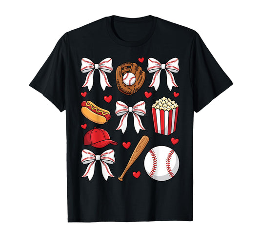 Baseball Coquette Bow Mom Mama T-Shirt - Streetwear Style Unisex - T-Shirt, Sweatshirt, Hoodie