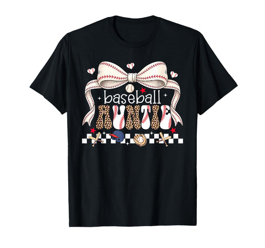 Baseball Auntie Coquette Bow Baseball T-Shirt - Novelty Apparel for Adults - T-Shirt, Sweatshirt, Hoodie