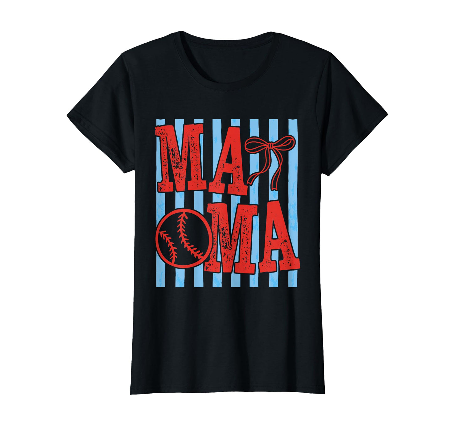 Baseball Mama Bow Stripes Game Day T-Shirt - Casual Everyday Wear Men Women - T-Shirt, Sweatshirt, Hoodie