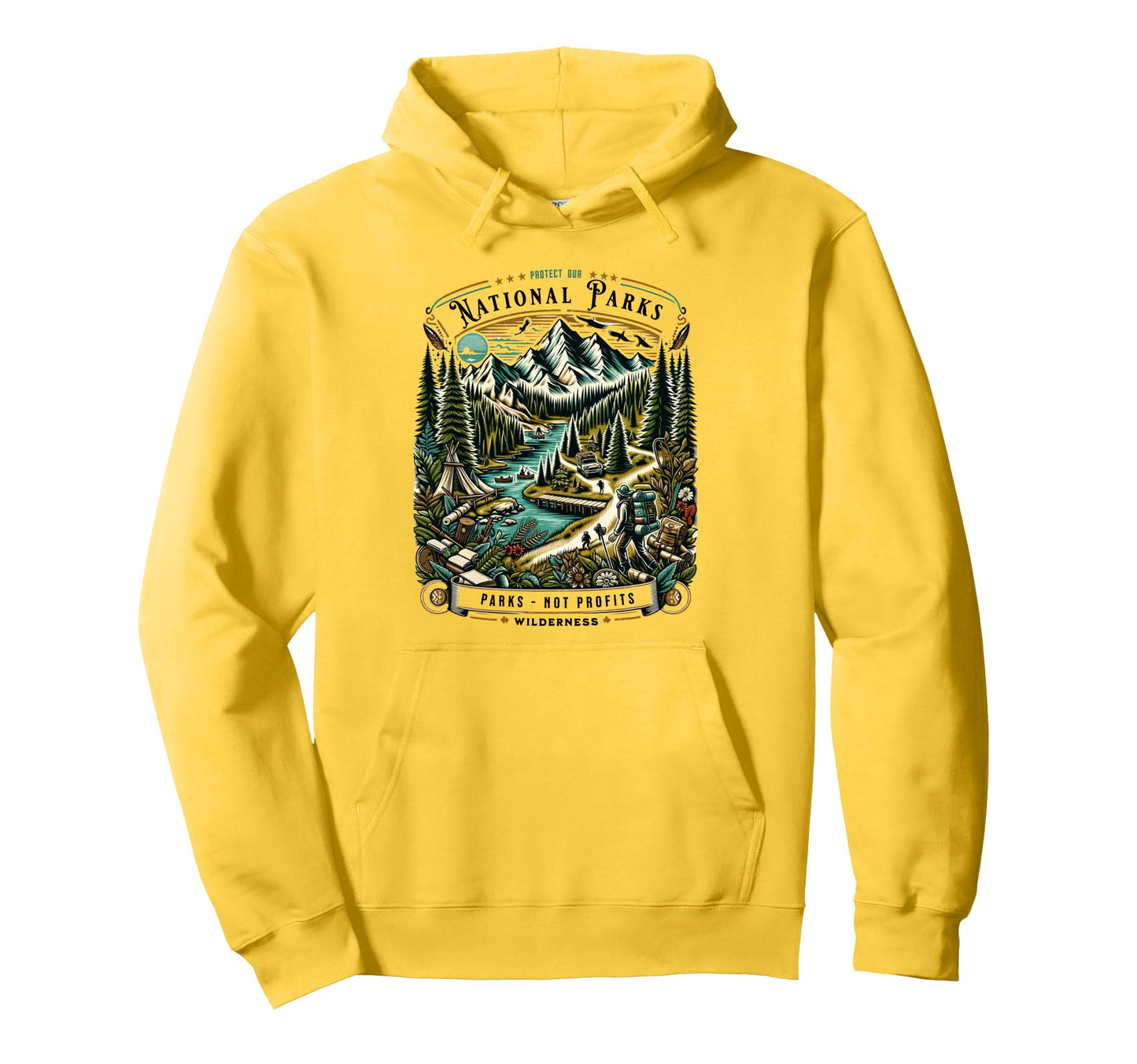 Protect National Parks Defend Hiking Hoodie - Custom Art Print Unisex - T-Shirt, Sweatshirt, Hoodie