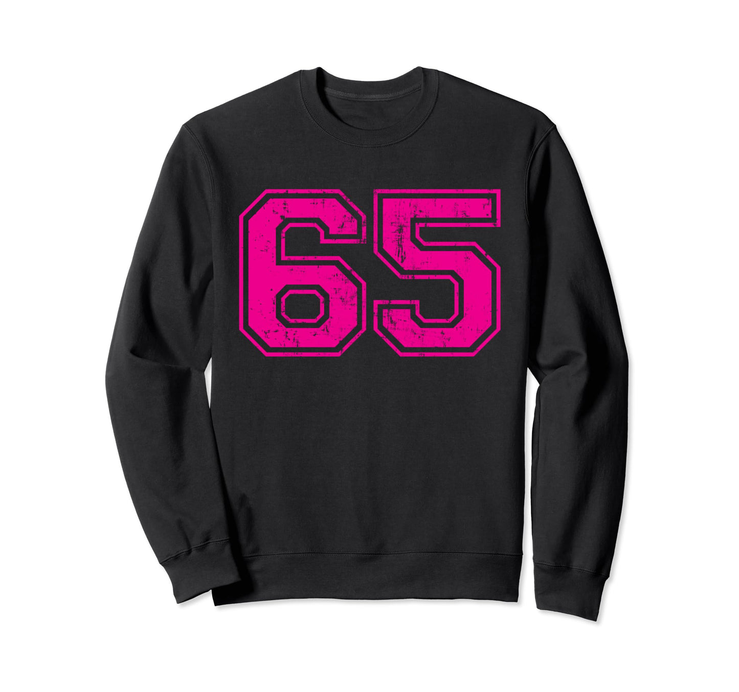 Number 65 Varsity Distressed Sport Sweatshirt - Novelty Apparel Men Women - T-Shirt, Sweatshirt, Hoodie