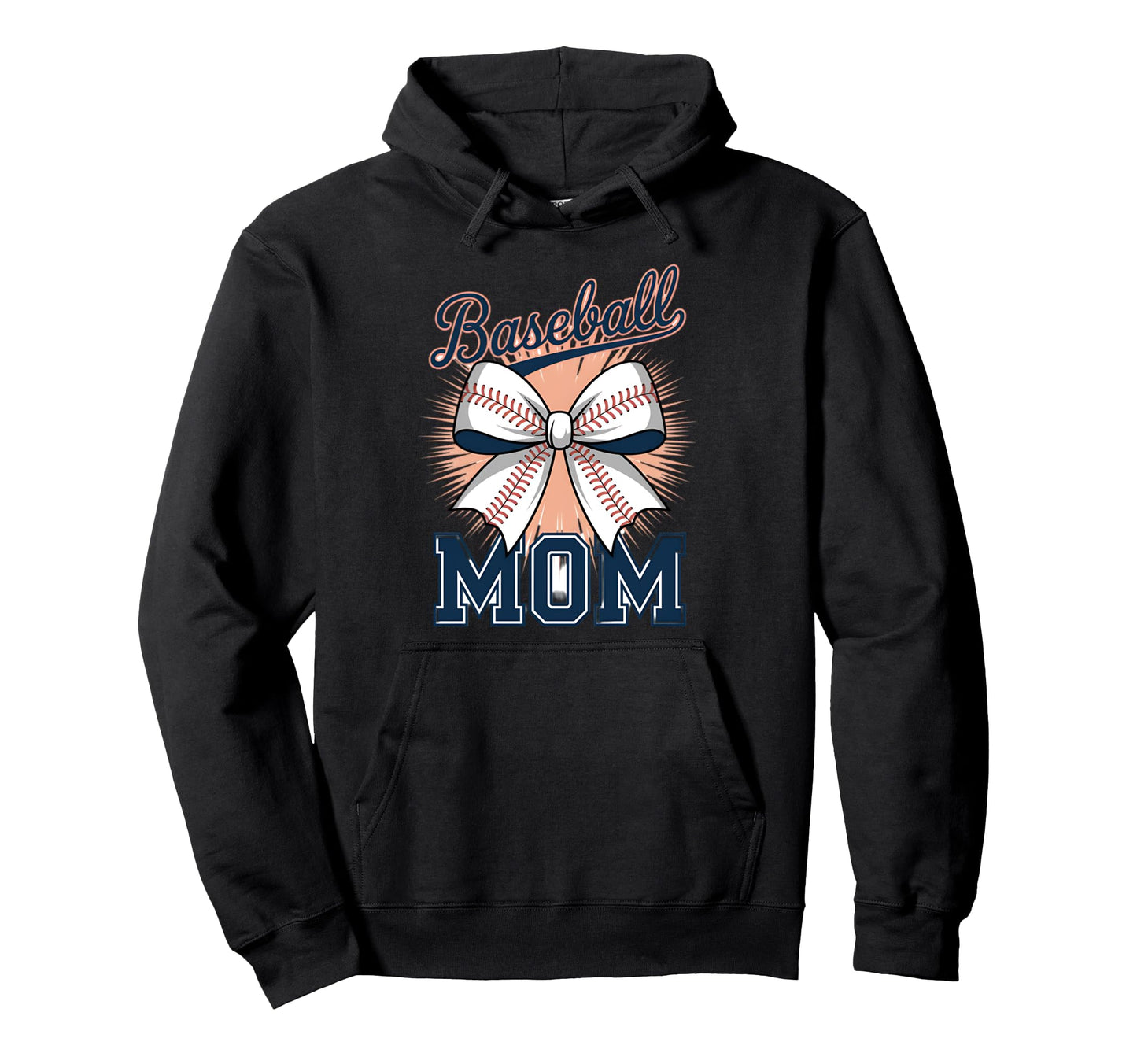 Baseball Mom Coquette Bow Hoodie - Casual Everyday Wear Men Women - T-Shirt, Sweatshirt, Hoodie