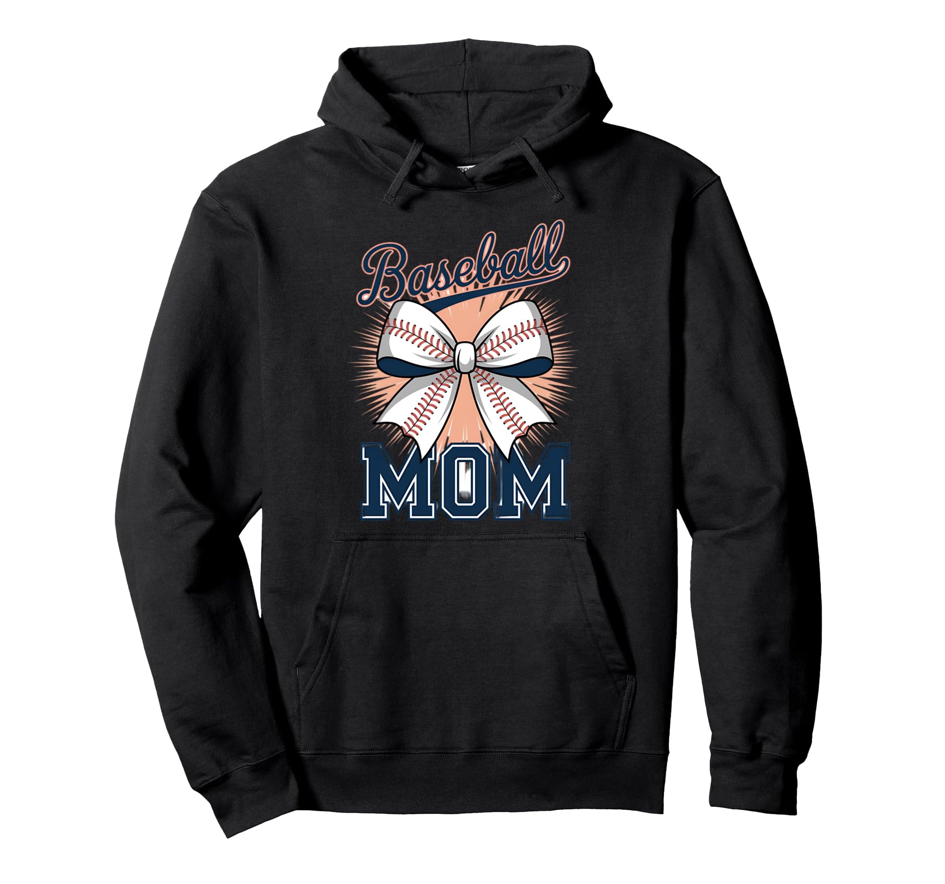 Baseball Mom Coquette Bow Hoodie - Casual Everyday Wear Men Women - T-Shirt, Sweatshirt, Hoodie