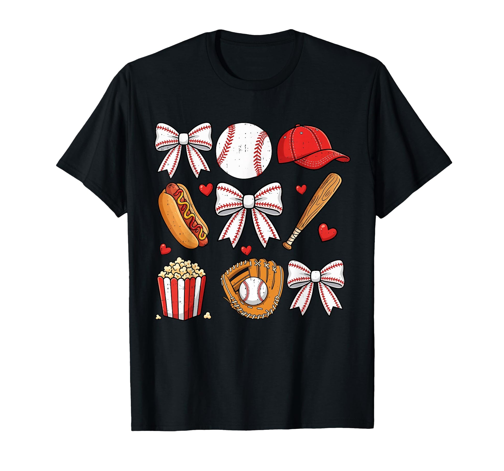 Baseball Bow Womens Baseball Mom Mama T-Shirt - Graphic Print Men Women - T-Shirt, Sweatshirt, Hoodie