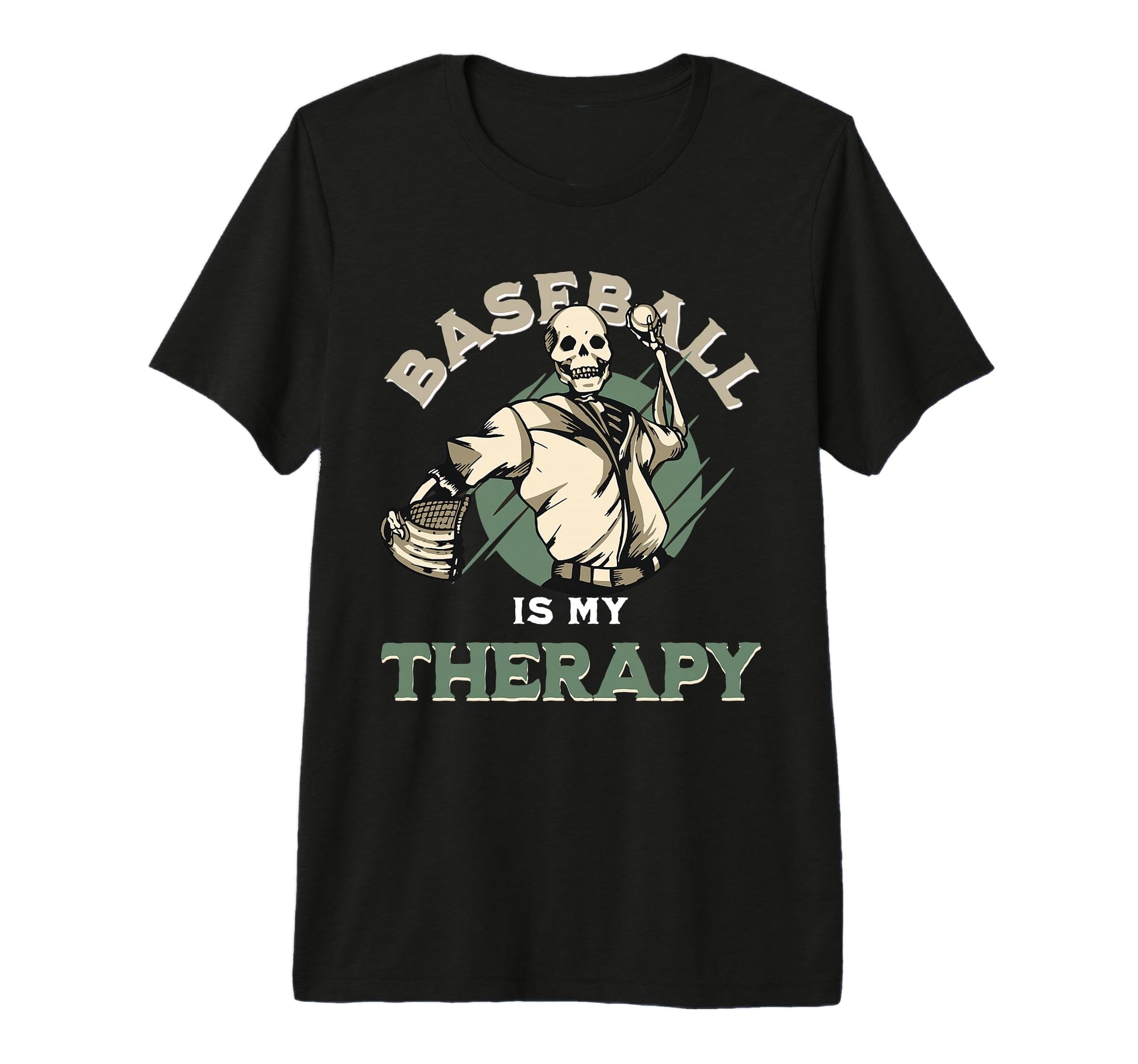 Skull Pitcher Baseball Therapy T-Shirt - Casual Everyday Wear for Adults - T-Shirt, Sweatshirt, Hoodie