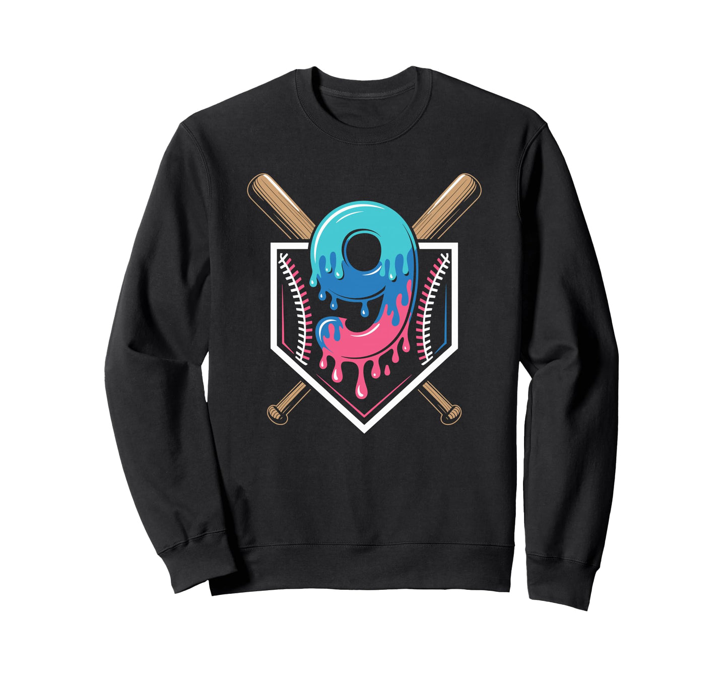 Ninth Birthday Baseball Vibe Sweet Sweatshirt - Novelty Apparel for Adults - T-Shirt, Sweatshirt, Hoodie
