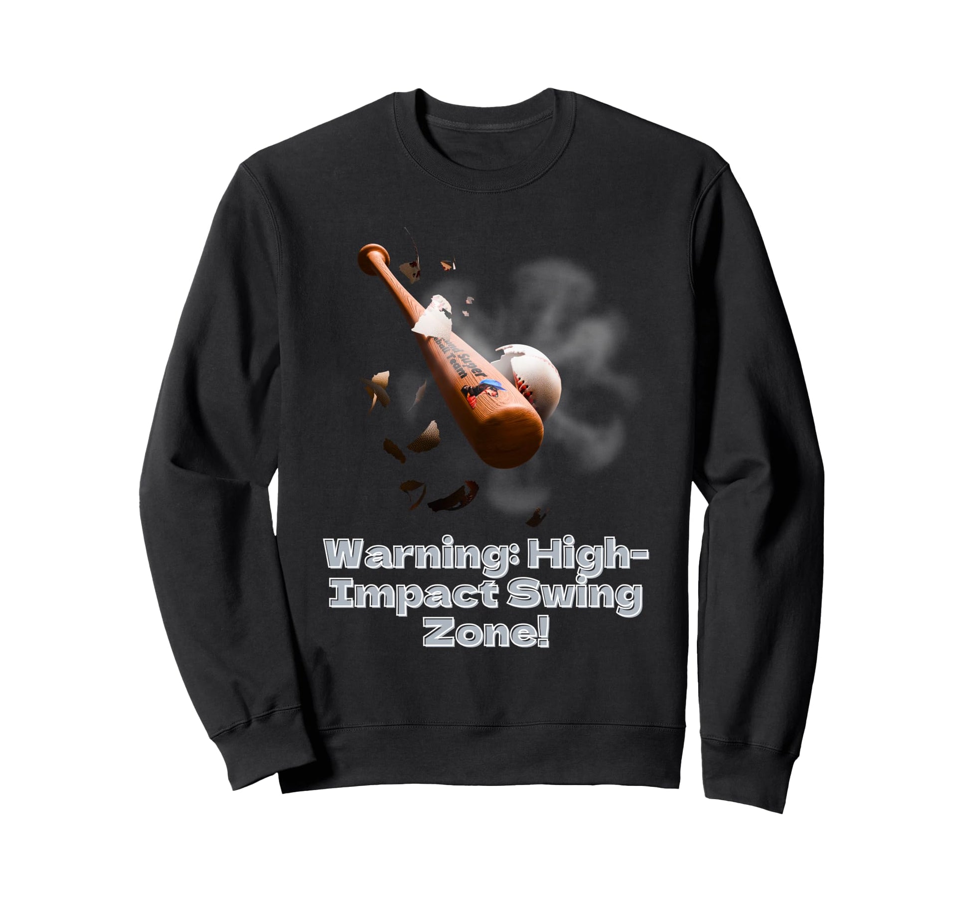 Grand Slam Impact Baseball Smoke Sweatshirt - Minimalist Print for Adults - T-Shirt, Sweatshirt, Hoodie