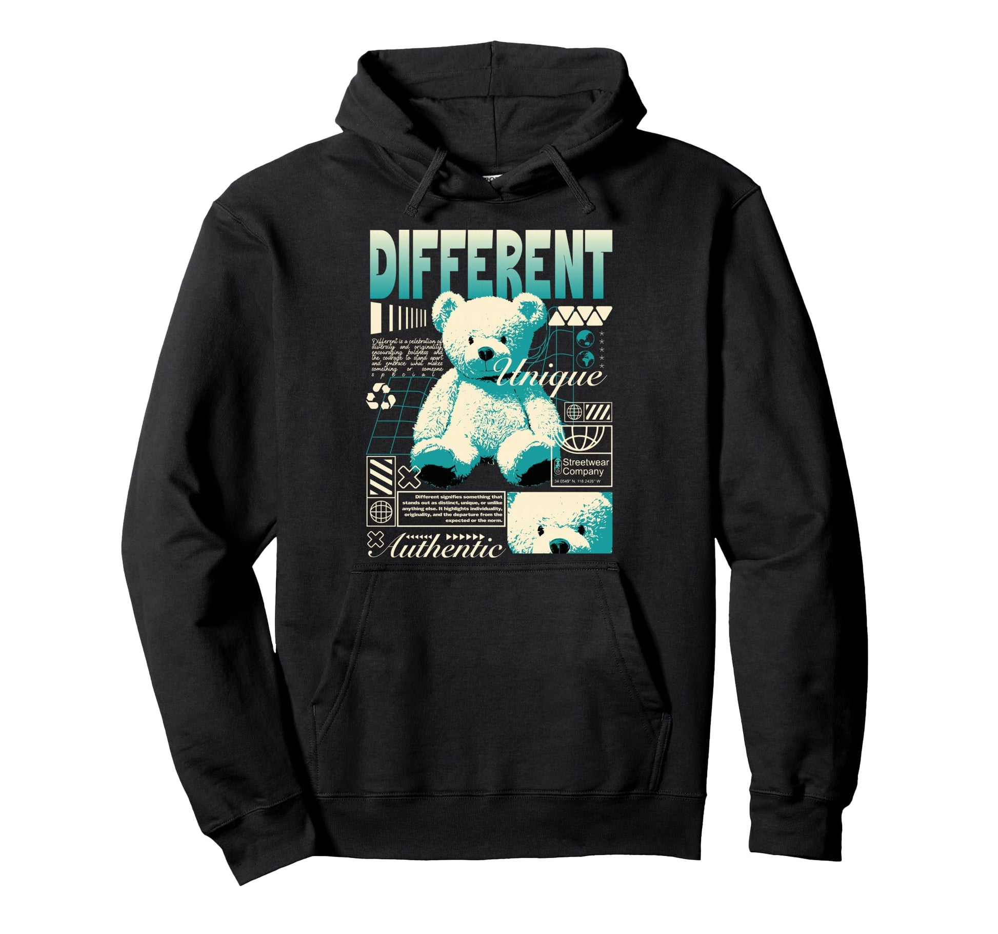 Y2K Bear Bold Urban Graffiti Aesthetic Hoodie - Unique Graphic Men Women - T-Shirt, Sweatshirt, Hoodie